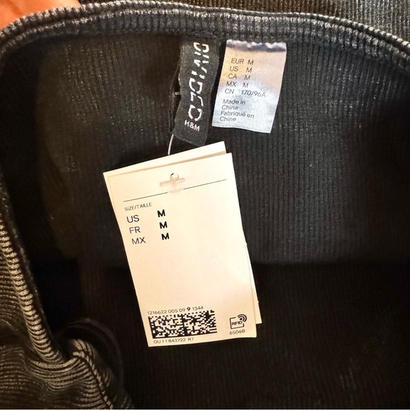 H&M Ribbed Bandeau Tube Midi Dress. Back slit. Charcoal gray black. Size M. - Picture 6 of 7